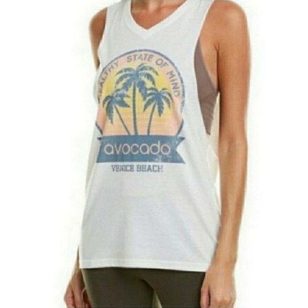 Avocado Venice Beach White Muscle Tank size Large